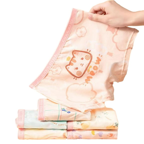 Godderr Kids Little Girls Underwear Toddler Baby Cotton Soft Boxer Briefs Panties Cartoon Big Girls Four Corners Shorts Undies 2-13 Years (Pack of 4)