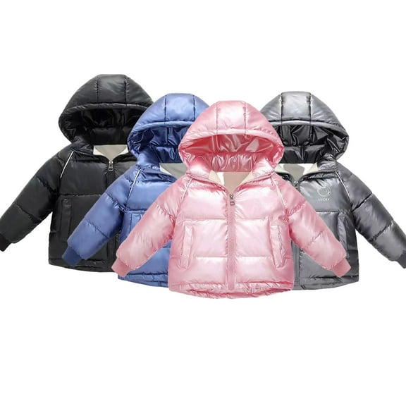 Godderr Kids Toddler Boy Girl Winter down Coat Warm Baby Newborn Hooded Lightweight Winter Cotton Coat Outerwear for 9M-7Y