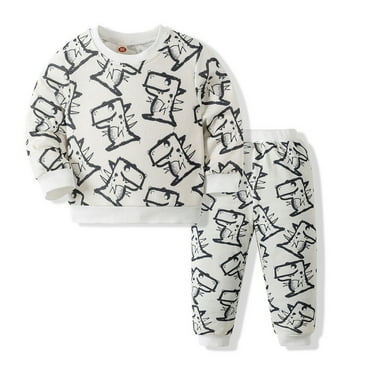 Godderr Kids Toddler Boys 2pcs Sweatshirt Sweatpants Outfit 1-7Y Baby Cartoon Dinosaur Sweatshirt Outfit Sweat Suits Clothing Sets Long Sleeve Sweatshirt Pants Set