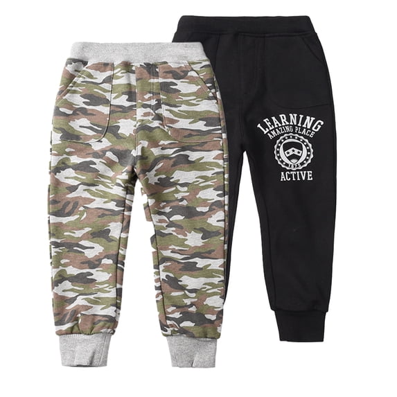 Godderr Kids Toddler Boy's Jogger Pants Baby Elastic Sweatpants Kid Sport Jogger Cotton Casual Active Playwear Sweats Pants for 1-7Y