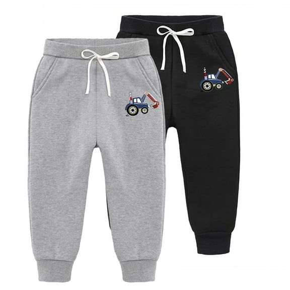 Godderr Kids Toddler Boys Fall Winter Sweatpants Fleece Active Pants,Solid Thick Warm Elastic Waist Casual Jogger Pants for 1-12Y