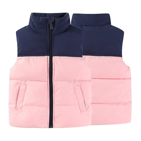 Godderr Kids Toddler Boys Girls DownCotton Vest Padded Puffer Sleeveless Jacket Colorblocking Stylish Winter Coat High Neck Warm Waistcoat Outwear 2-8 Years