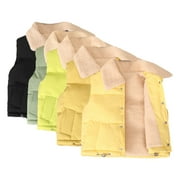 GODDERR Kids Toddler Boys Girls Lapel Fleece Sleeveless Jacket for 3-10Y Solid Colours Waistcoat Buttons Tops with Pocket Warm Vest Autumn Winter