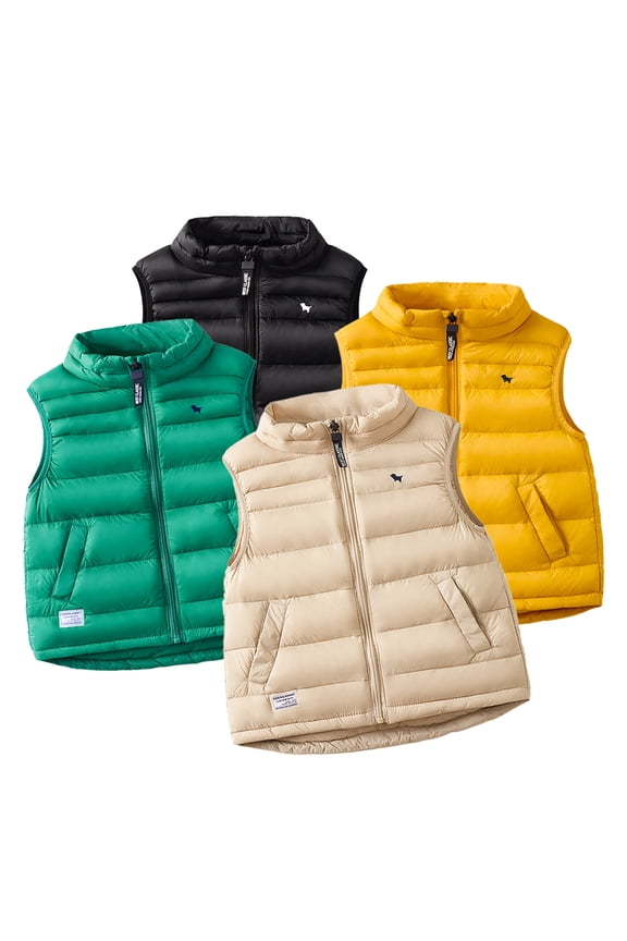 Kids Toddler Boys Girls Puffer Down Vest Sleeveless Jacket Winter Outwear Baby Solid Color Down Vest Full Zipper up Jacket for 3-12Y