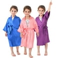 thumbnail image 1 of Godderr Kids Toddler Boys Girls Solid Color Silk Robe Cardigan Stain Pajamas Long Baby Sleeve Bathrobe Lace-Up Soft Sleepwear Bathrobe Thin Night-Robe 1-8T, 1 of 9
