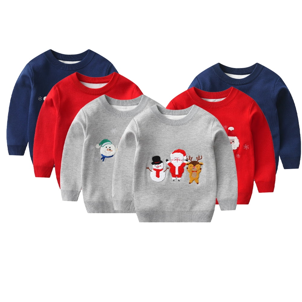 Godderr Kids Toddler Boys Girls Winter Christmas Sweater Long Sleeve Pullover Sleigh Elk Santa Claus Cartoon Sweatshirts 2 9 Years Holiday Xmas Outfit Jumper Walmart