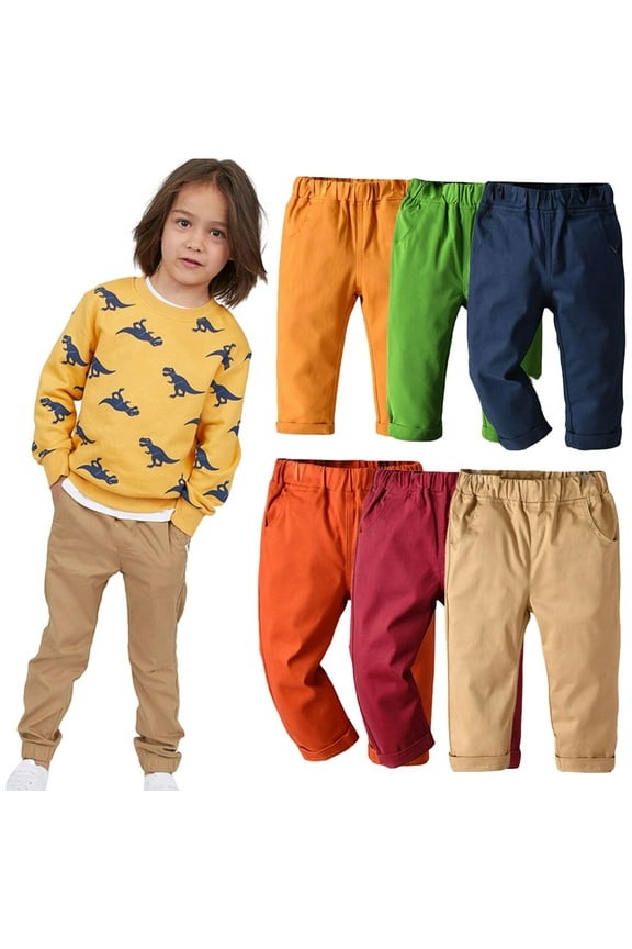 Kids Toddler Boys Spring Autumn Pants School Uniform Pants Newborn Elastic Waist Trousers Baby Casual Pants,Size 9M-10Y
