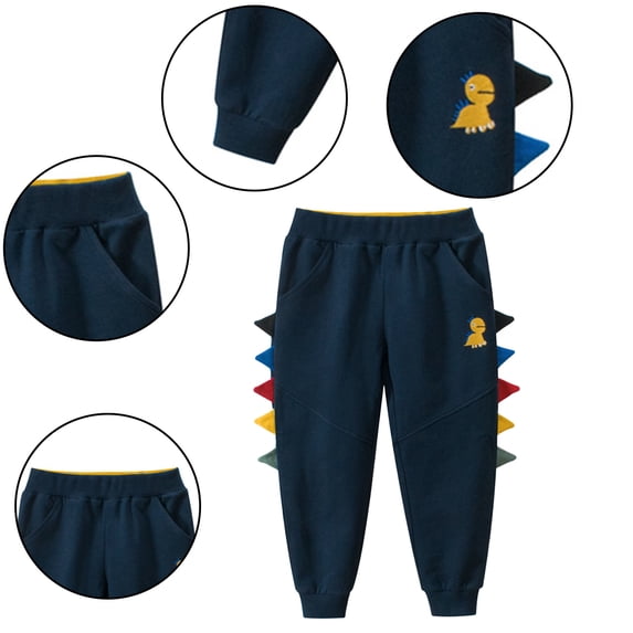 Godderr Kids Toddler Boys Spring Autumn Sweatpants 1-9Y Baby Dinosaur Active Jogger Pants,Kids Cartoon Sports Jogger Pants Casual Lounging Bottoms