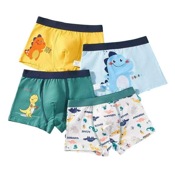 Godderr Kids Toddler Boys Underwear 4Pcs Little Boys Cotton Boxer Briefs Toddler Soft Boxer Briefs Kids Cute Underpants Size 2-12Years (Color Mix and Match)