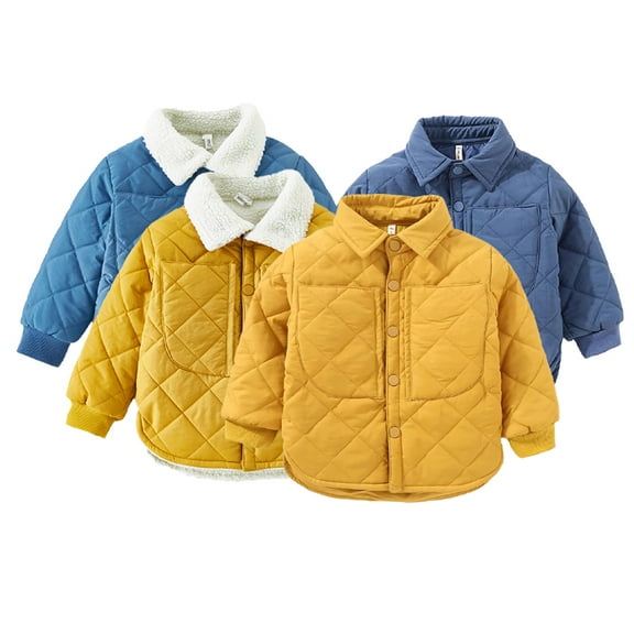 Godderr Kids Toddler Boys Warm Cotton Jacket Sweatsuit,Baby Boys Fall Winter Cotton Cardigan Jacket,Long Sleeve Button Coats with Sweatshirt Top for 1-8Y
