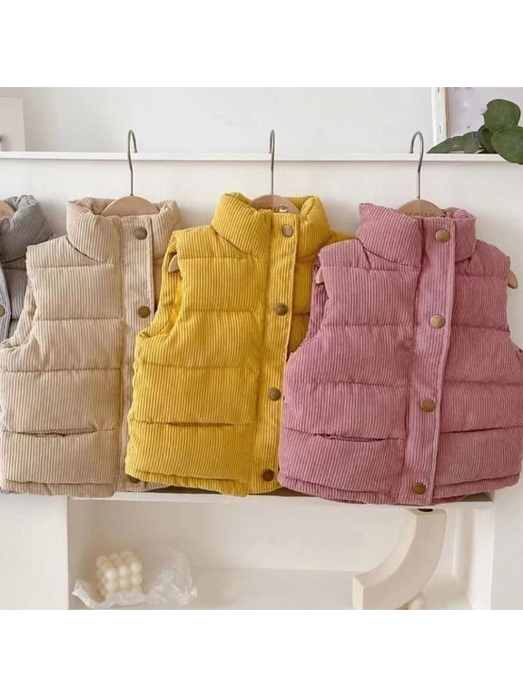 Kids Toddler Cotton Vest for Girls Boys 2-10Y Sleeveless Fleece Outerwear with Cotton Fall Winter Jacket Stand Collar Zip Coats Warm Vest for Toddler Baby Kids