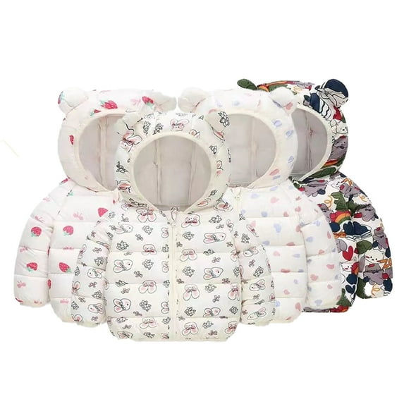 Godderr Kids Toddler Down Jacket Winter Clothes Baby Outwear Toddler Winter Ears Hooded Puffer Coat for Boys Girls 1-7T