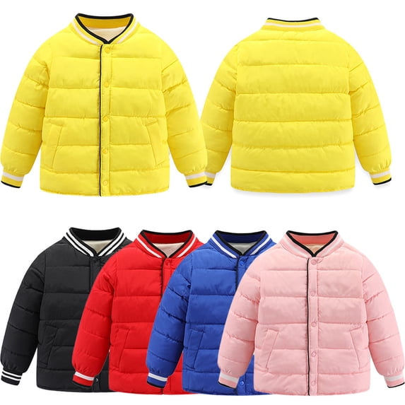 Godderr Kids Toddler Fall Winter Down Coats Jackets for Girls Boys 3-14Y Down Cotton Jacket Lining Padded Fleece Outwears with Buttons