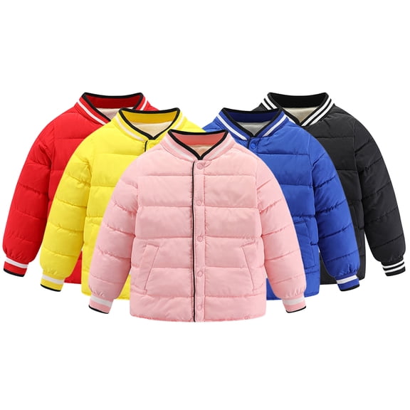 Godderr Kids Toddler Fall Winter Down Coats Jackets for Girls Boys 3-14Y Down Cotton Jacket Lining Padded Fleece Outwears with Buttons