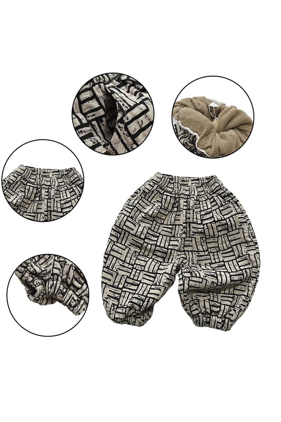 Kids Toddler Fall Winter Pants Fleece Sweatpants for Boys Girls Padded Casual Pants Baby Newborn Warm Sweat Pants Jogger Pants for 1M-7Y