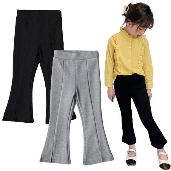 Godderr Kids Toddler Girl Bottom Flare Pants Solid Color Casual Flare Leggings Spring Fall Trousers for 2-10 Years Old