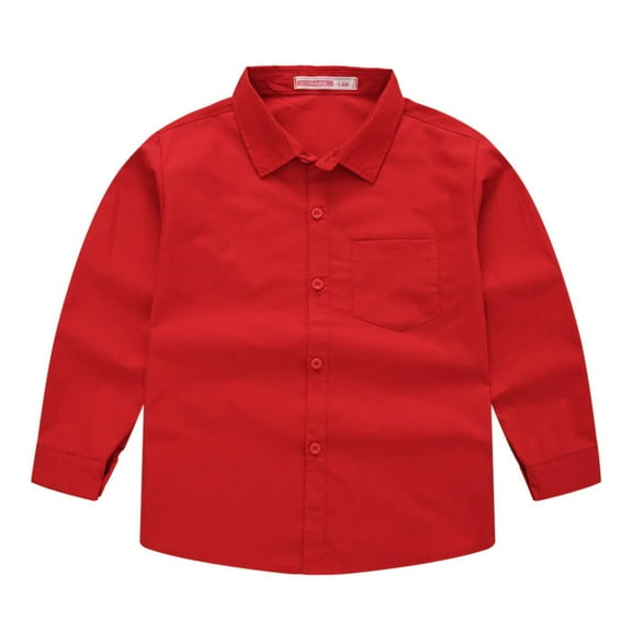 Godderr Kids Toddler Girls Boys Dress Shirts Long Sleeve Shirts Classic Collared Casual Solid Color Spring Autumn Shirts
