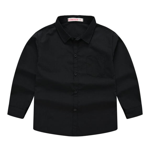 Godderr Kids Toddler Girls Boys Dress Shirts Long Sleeve Shirts Classic Collared Casual Solid Color Spring Autumn Shirts