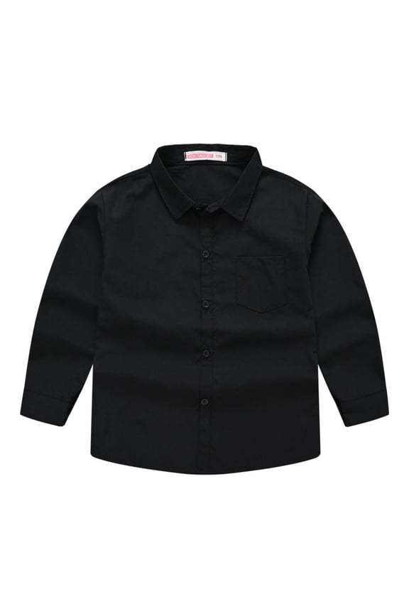 Kids Toddler Girls Boys Dress Shirts Long Sleeve Shirts Classic Collared Casual Solid Color Spring Autumn Shirts