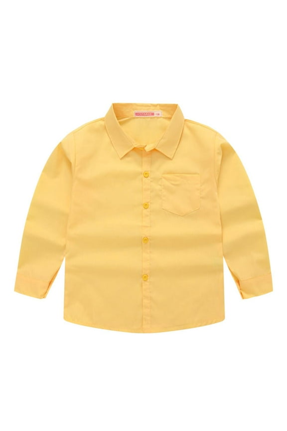 Kids Toddler Girls Boys Dress Shirts Long Sleeve Shirts Classic Collared Casual Solid Color Spring Autumn Shirts