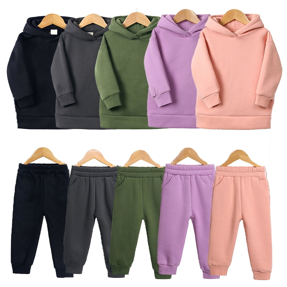 Godderr Kids Toddler Girls Boys Tracksuit Outfit Padded Pullover Hoodie