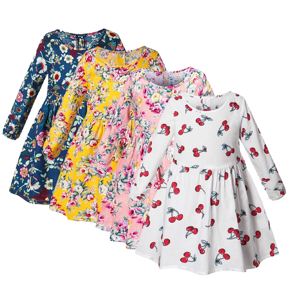 girls fall floral dress Fall Floral Long Sleeve Baby Toddler Girl Dress – Strawberry Jam Kids main image 1