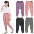 thumbnail image 1 of Godderr Kids Toddler Girls Fall Winter Stretch Leggings Teenagers Padded Cotton Pants High Waist School Uniform Trousers Fleece Tights Footless 2-14T, 1 of 7