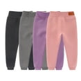 thumbnail image 1 of Godderr Kids Toddler Girls Fall Winter Stretch Leggings Teenagers Padded Cotton Pants High Waist School Uniform Trousers Fleece Tights Footless 2-14T, 1 of 7