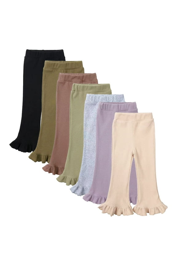 Kids Toddler Girls Flare Leggings 1-10Y Baby Bell Bottom Trousers Kids High Waist Bottoms Little Girl Fashion Flare Underpants