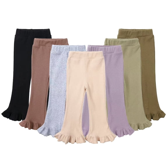 Godderr Kids Toddler Girls Flare Leggings 1-10Y Baby Bell Bottom Trousers Kids High Waist Bottoms Little Girl Fashion Flare Underpants