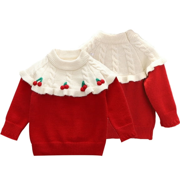 Godderr Kids Toddler Girls Knit Sweater Tops，9M-6Y Baby Girls Infant Pullover Sweaters Casual Long Sleeve Knit Jumper Tops