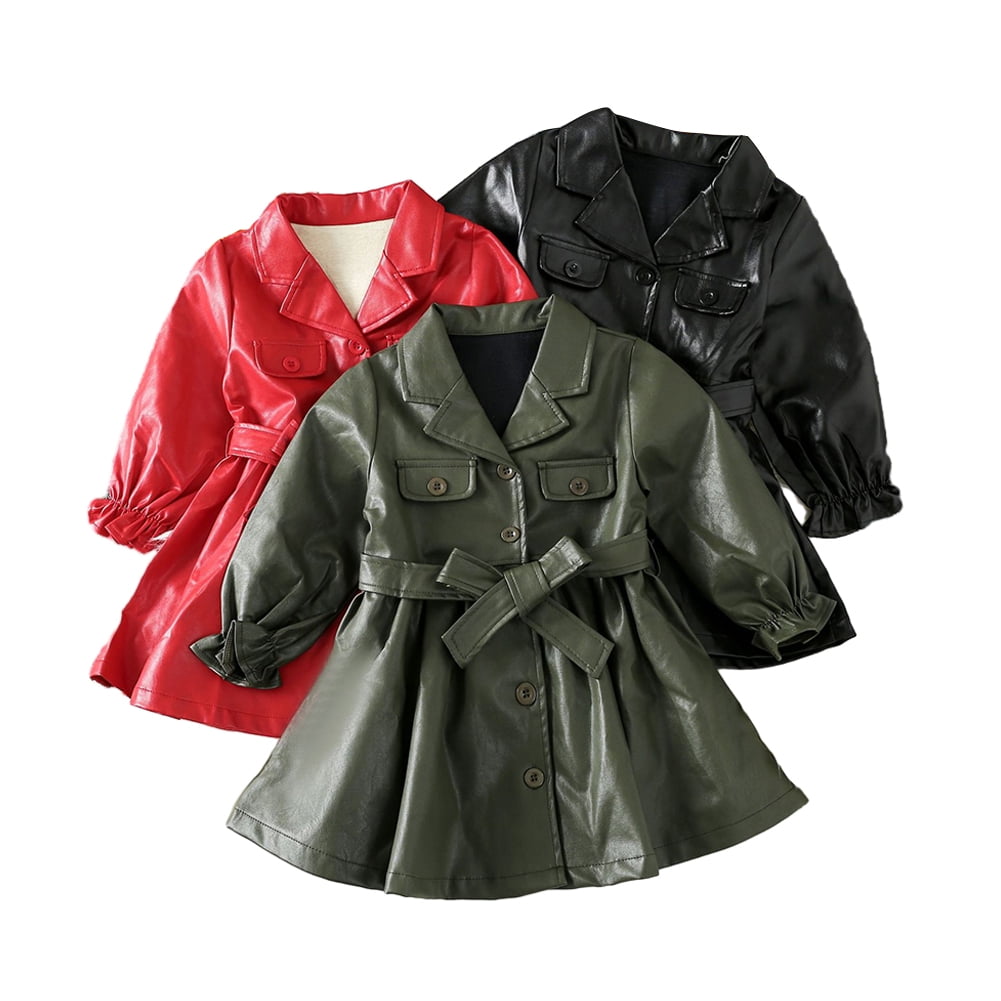 Godderr Kids Toddler Girls Leather Jackets for Baby Outerwear Coats for