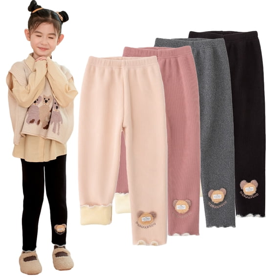 Godderr Kids Toddler Girls Winter Legging Warm Pant Baby Thick Fleece Lined Legging Tight Autumn Winter Warm Trousers for 2-10 Years