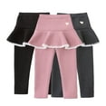 thumbnail image 1 of Godderr Kids Toddler Girls Winter Leggings with Ruffle Skirt Warm Thicken Fleece Leggings Kids Solid Color Autumn Winter Tights Long Pants for 2-10Y, 1 of 7