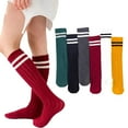 thumbnail image 1 of Godderr Kids Toddler Knee High Socks Soccer Socks for Boys Girls Long Socks Comfortable Stripes Socks for 3 Pairs 3-12Y, 1 of 5