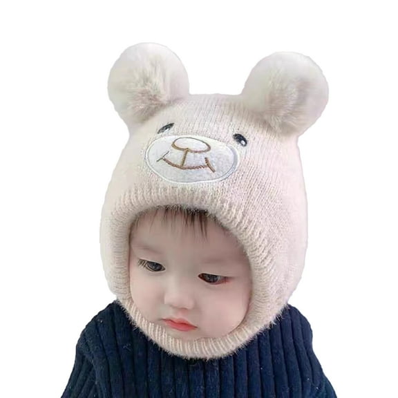 Godderr Kids Toddler Knitted Wool Hats Winter Cold Warm Hat 2-6Y Baby Ear Protection Hat Cute Beanie Warm Ski Cap for Kids Toddler Boys Girls