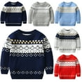 thumbnail image 1 of Godderr Kids Baby Boys Knit Sweaters Tops Autumn Winter Warm Pullover Knit Sweat Toddler New Year Short Sweaters for 2-8Y, 1 of 6
