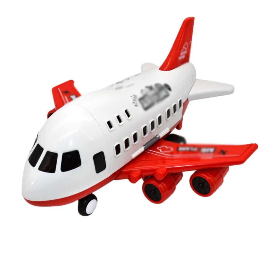Godderr Kids Toddler Plane Toy Set，Large Passenger Plane Model，Plastic Airplane Inertia Car Plane* 1pcs+Alloy Car * 6pcs
