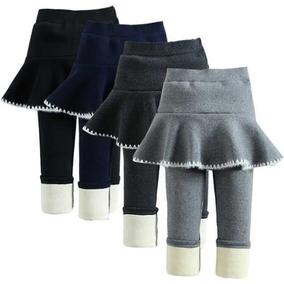 Godderr Kids Toddler Winter Leggings for Girls with Ruffle Tutu Skirt Fleece Lined Warm Thick Pantskirt Pants Tights 1-7Y Baby Fall Winter Stretch Pants