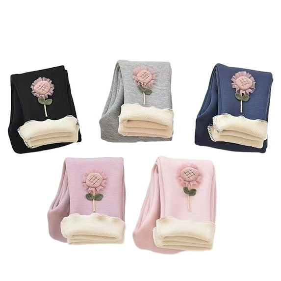 Godderr Kids Toddler Winter Leggings for Girls 1-7Y Thick Velvet Warm Pants Fleece Lined Winter Leggings Tights Stretch Pants for Girls