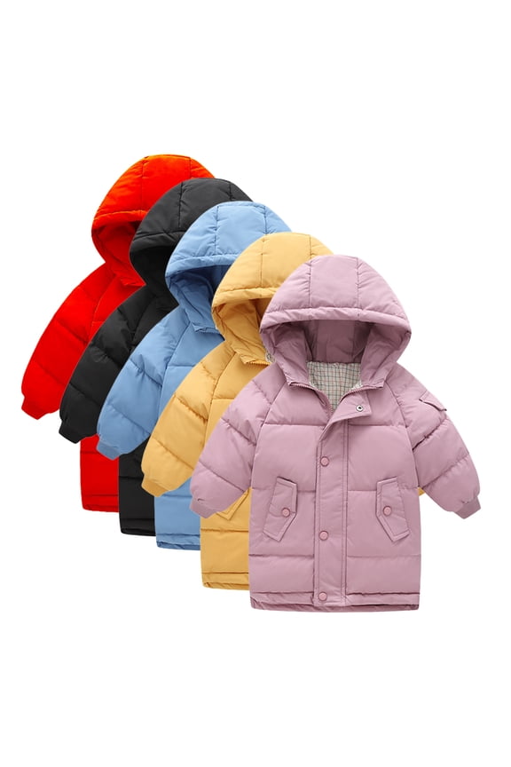 Kids Toddler Winter down Jacket Cotton Coat Mid Long Overcoat Lightweight down Jacket Baby Thickened down Outerwear