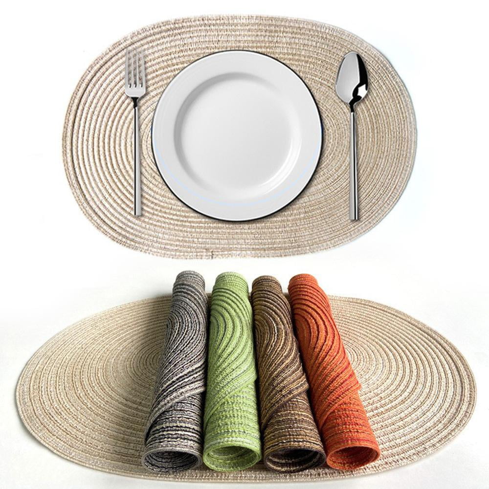 Godderr Knitting Placemats Kitchen Table Mats Non-slip Heat Resistant Oval Placemats 19x13in ...