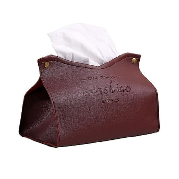Godderr Leather Tissue Box Cover, Triangle Foldable Tissue Box-Modern Decorative Storage Box