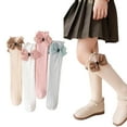 thumbnail image 1 of Godderr Little Girl's Knee High Socks 3-12Y Kids Youth Girls High Socks Overknee Stockings Bow Style Kids Spring Autumn Stockings Tube Socks 2 Pairs, 1 of 8