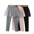 thumbnail image 1 of Godderr Little Girls Footless Leggings with Tutu Skirt Stretchy Kids Pantskirt Toddler Tights Pantskirt for 2-10Y, 1 of 6