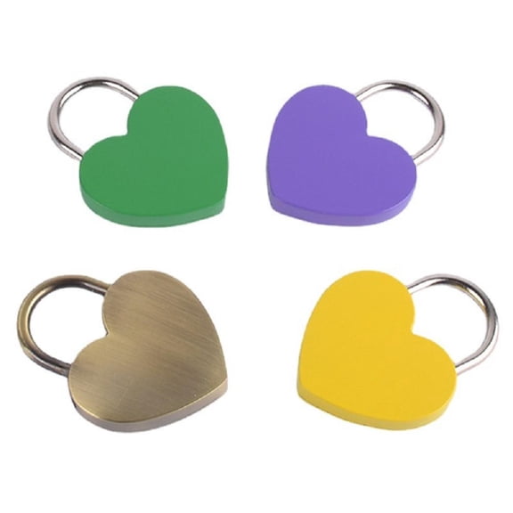 Godderr Love Heart-Shaped Lock Vintage Alloy Key Love Heart Padlock Trolley Lock 2x1inch