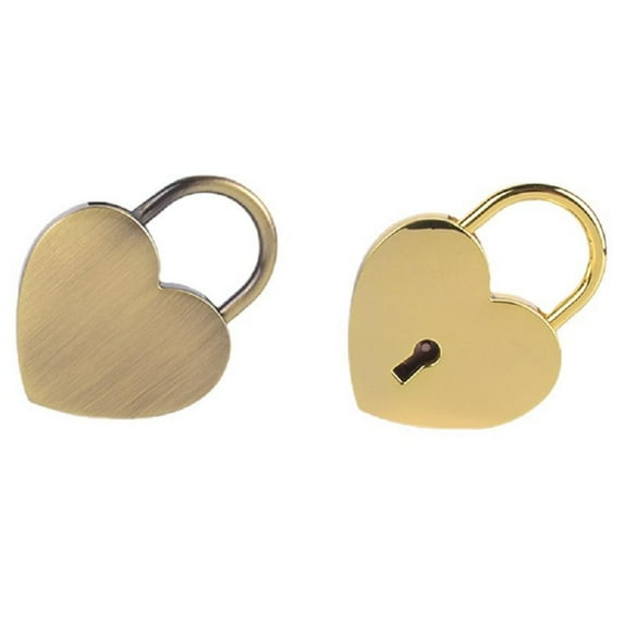 Godderr Love Heart-Shaped Lock Vintage Alloy Key Love Heart Padlock Trolley Lock 2x1inch