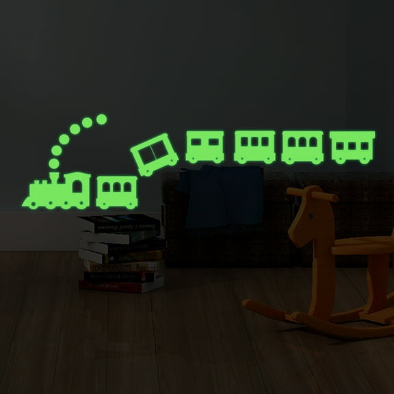 Godderr Luminous Train Wall Decals Glow in the Dark Wall Stickers for Boysbackground Wall Living Room Room Decoration Wall Paste Bedroom Train Wall Decals