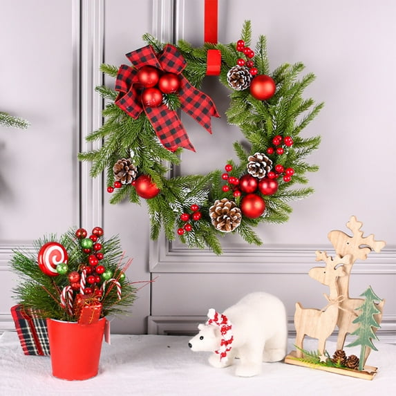 Godderr Mini Christmas Wreath, 11.81x8.66 Inch Or Front Door, Xmas Wreath For Holiday Christmas Party Decorations