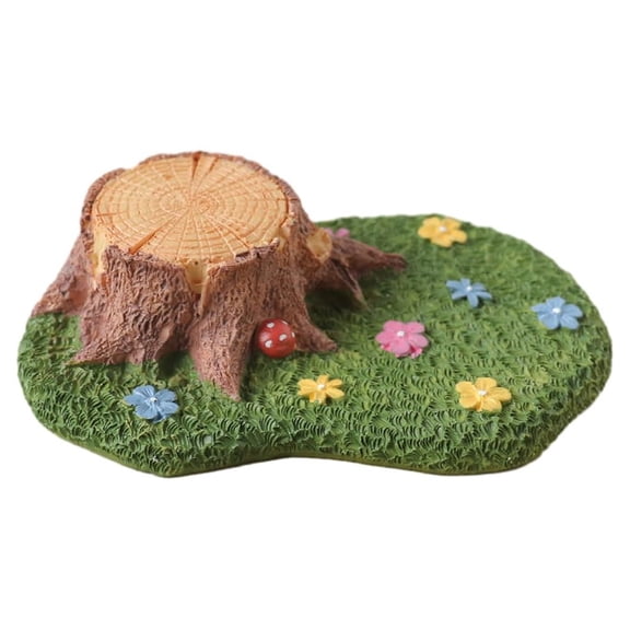 Godderr Mini Resin Grass Stump Decorations Lovely Grass Tree Hole Ornament Resin Crafts 3x4x4in
